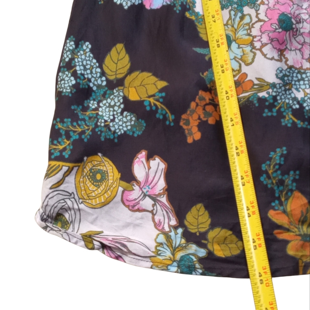 Anthropologie Floral Silk Cowl Neck Puff Sleeve Tie Back Midi Dress Size XL - Picture 6 of 8